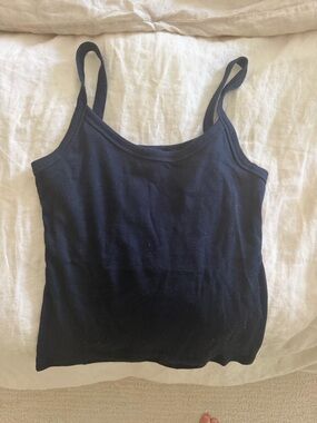 Classic Navy Ribbed Tank Top - Aritzia